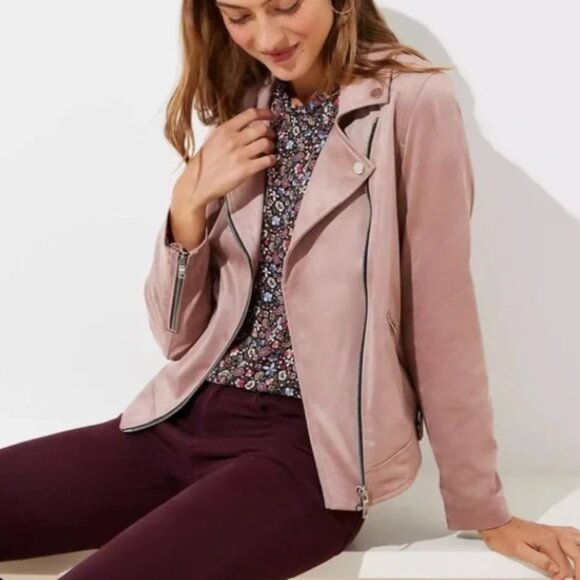 LOFT Jackets & Blazers - NWT!! LOFT Women's Faux Suede Dusty Pink Moto Jacket